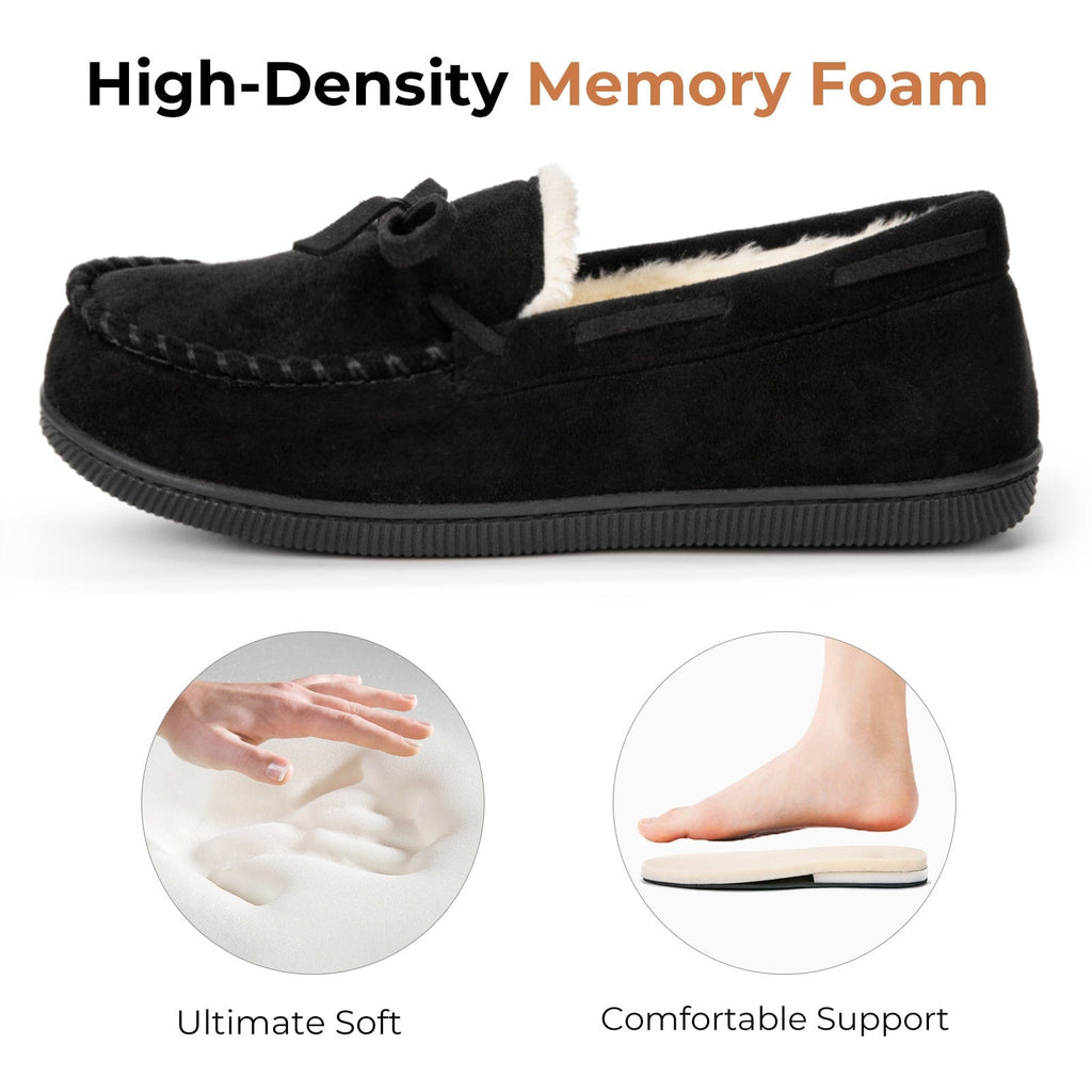 Women s Moccasin Slippers Warm Fluffy Memory Foam House Shoes