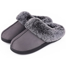 Women's Faux Fur Collar Suede Slippers