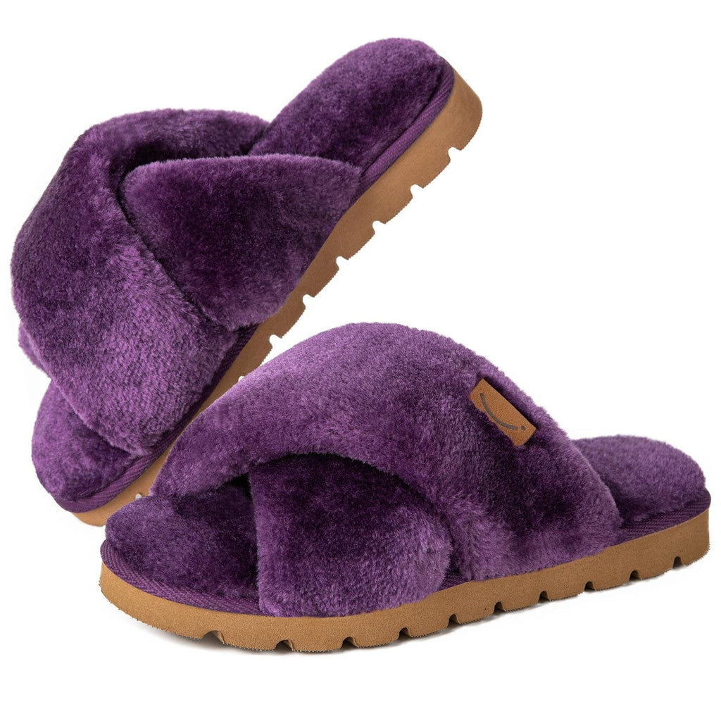 Open toe fluffy slippers discount