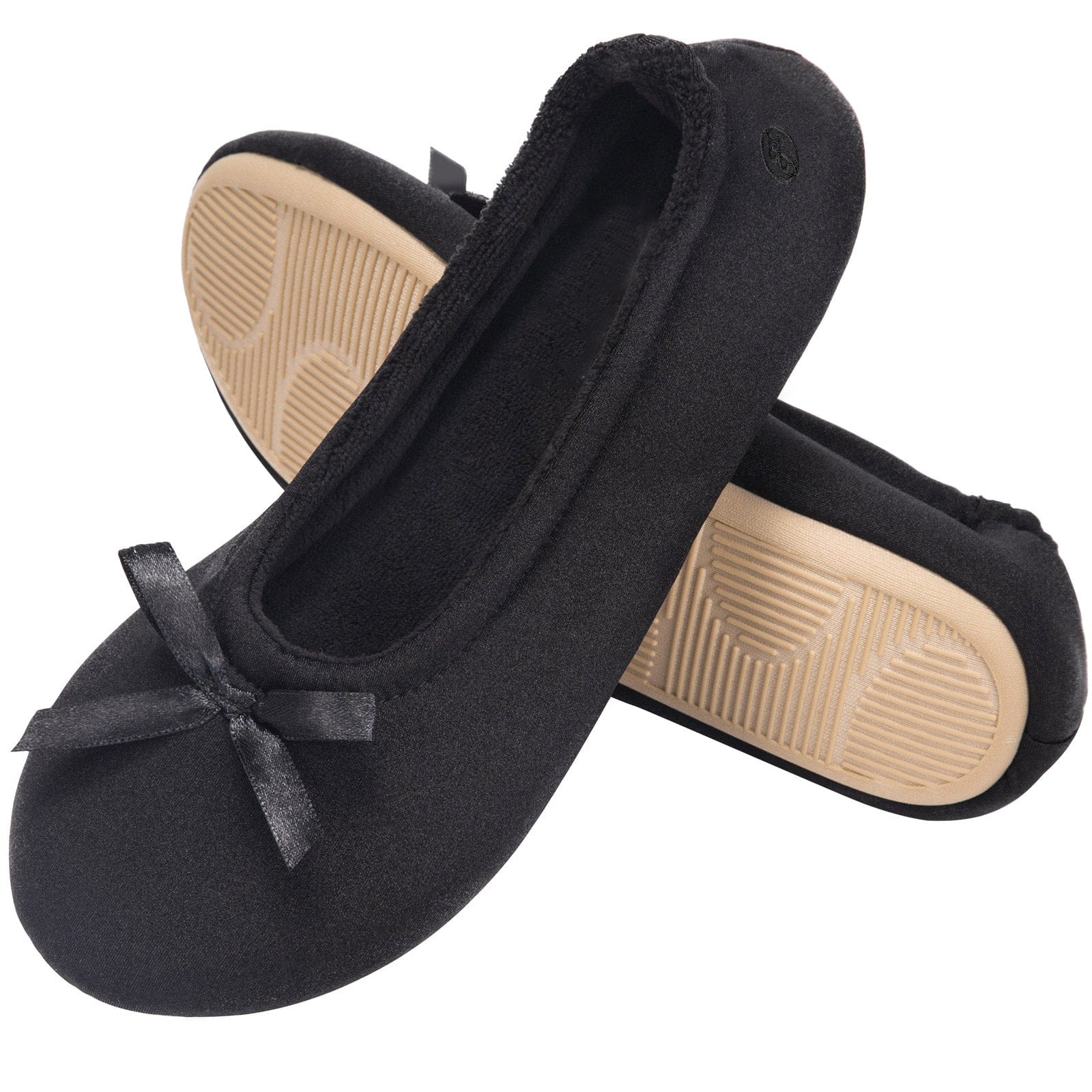 Women's Terry Cloth Satin Ballerina Slippers