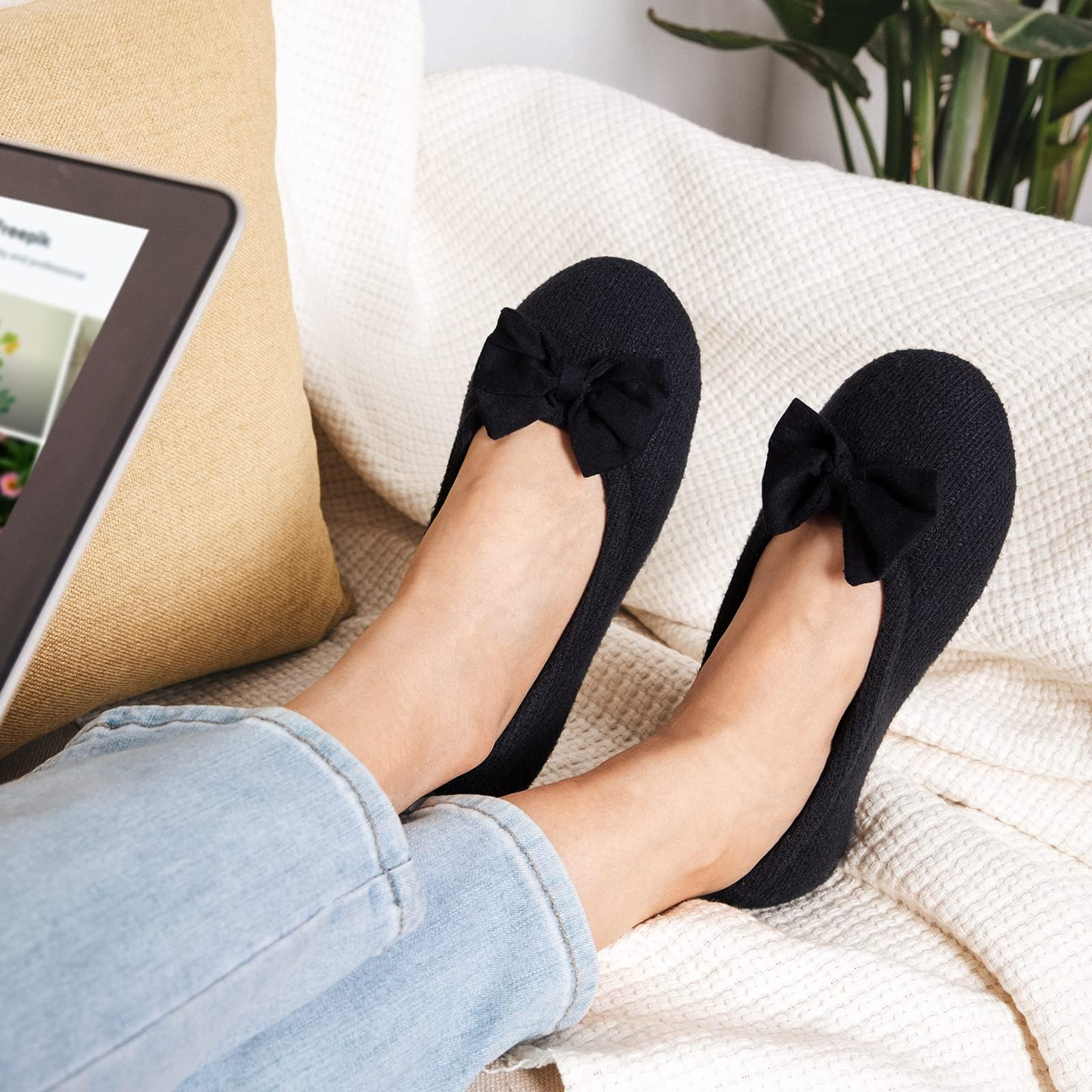 Women's Ballerina Slippers Lightweight Comfy Memory Foam House Shoes