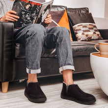 Men's Micro Suede Faux Wool Blend Hi-Top Boot Slippers