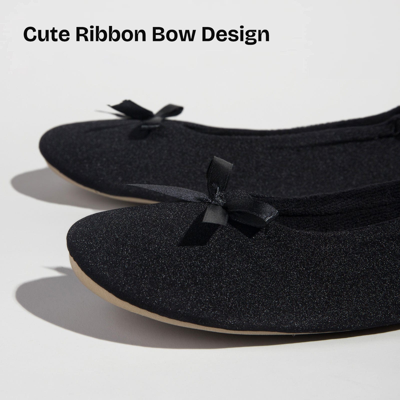 Women's Terry Cloth Satin Ballerina Slippers