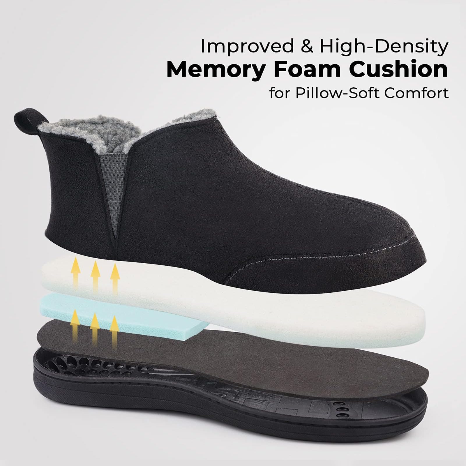 Men's Micro Suede Faux Wool Blend Hi-Top Boot Slippers