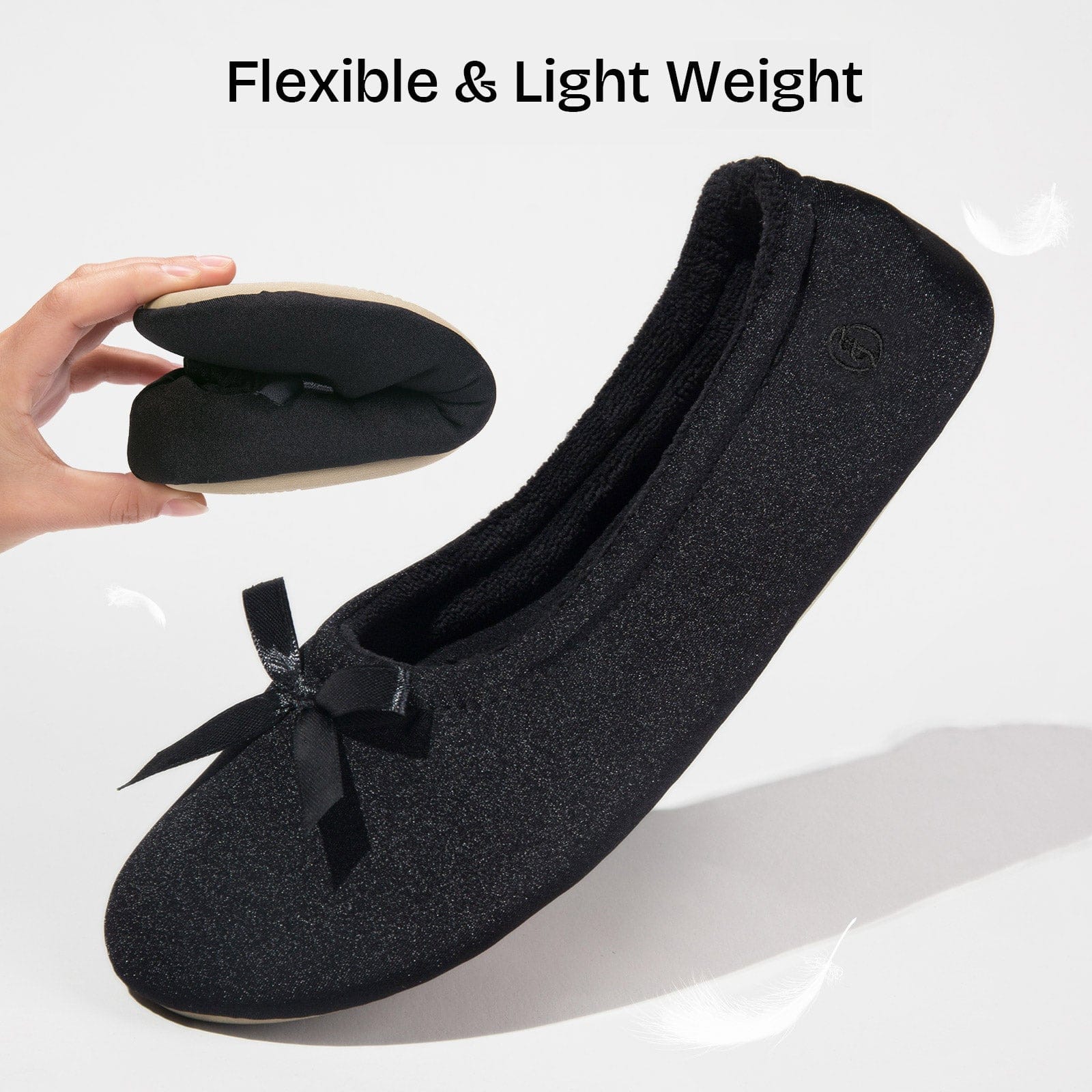 Women's Terry Cloth Satin Ballerina Slippers