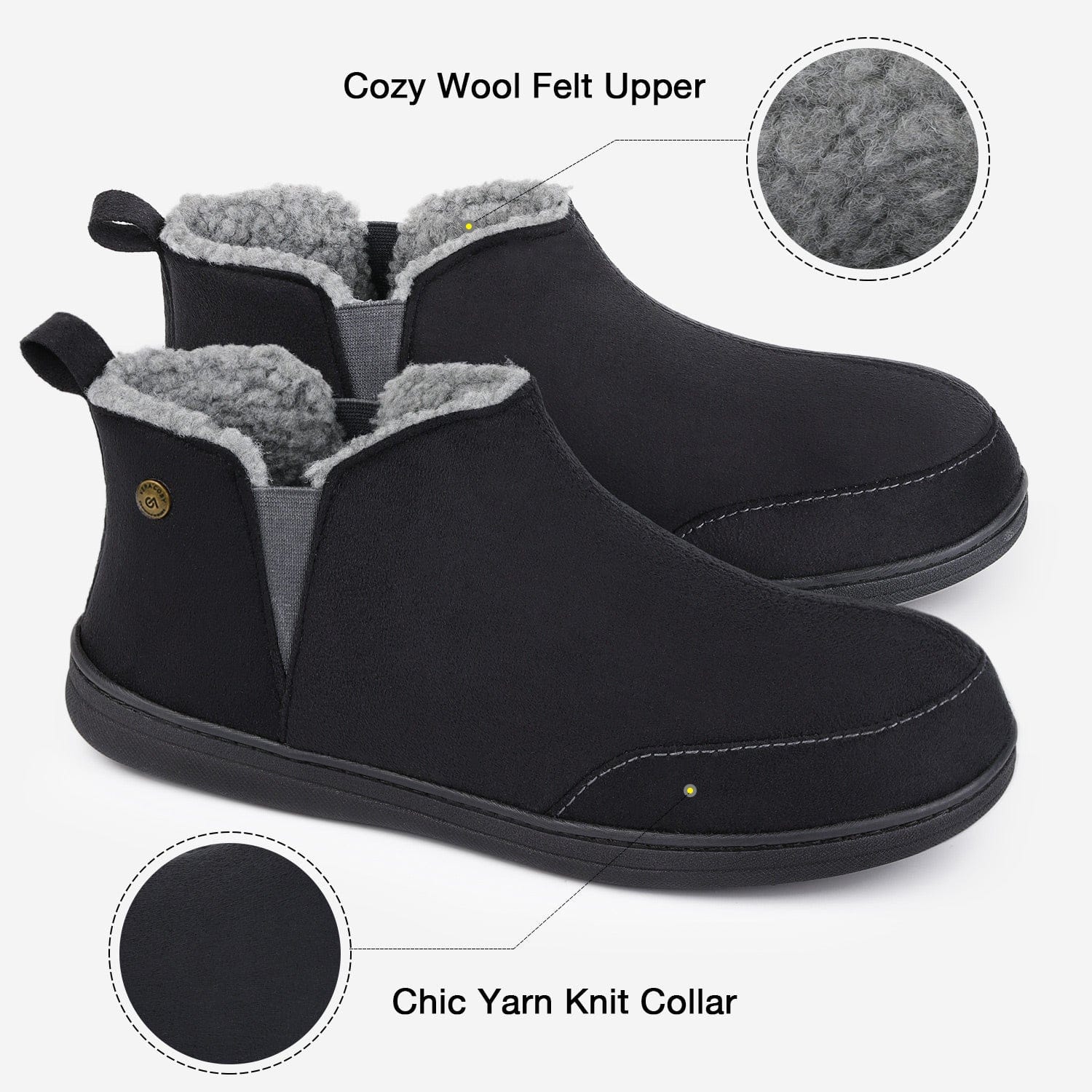 Men's Micro Suede Faux Wool Blend Hi-Top Boot Slippers