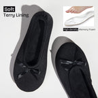 Women's Terry Cloth Satin Ballerina Slippers