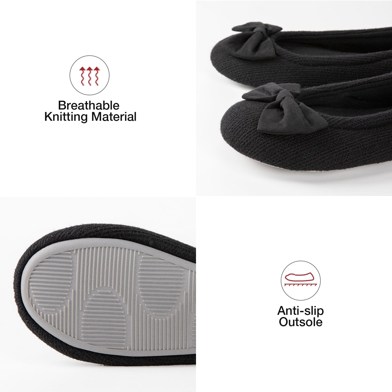 Women's Ballerina Slippers Lightweight Comfy Memory Foam House Shoes