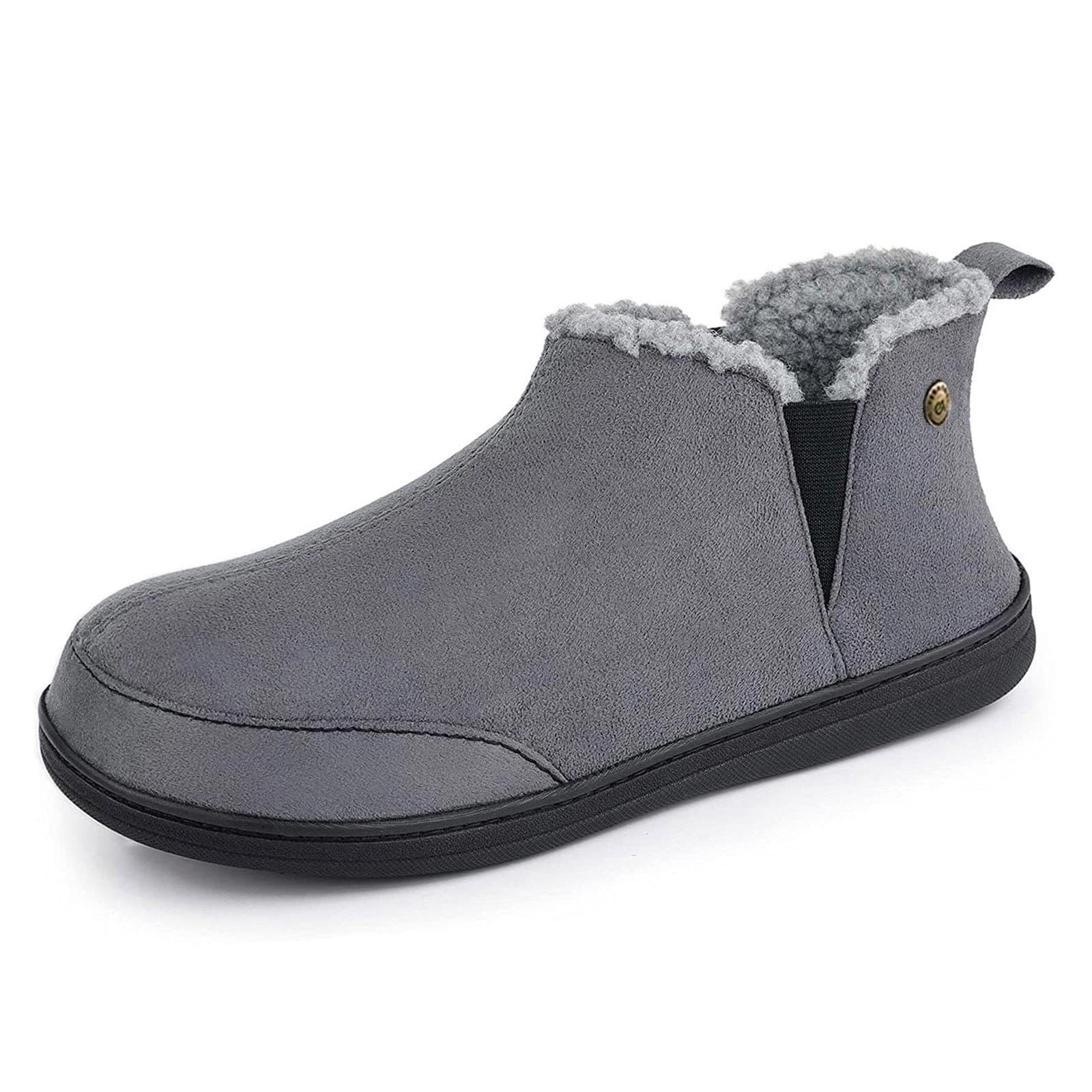 Men's Micro Suede Faux Wool Blend Hi-Top Boot Slippers
