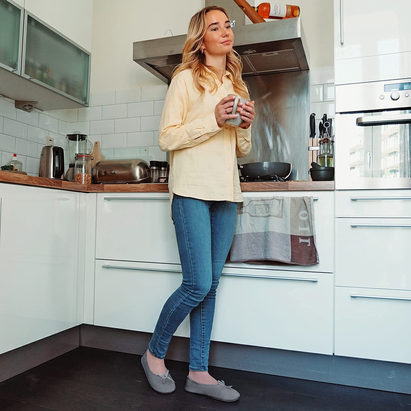 Women's Terry Cloth Satin Ballerina Slippers