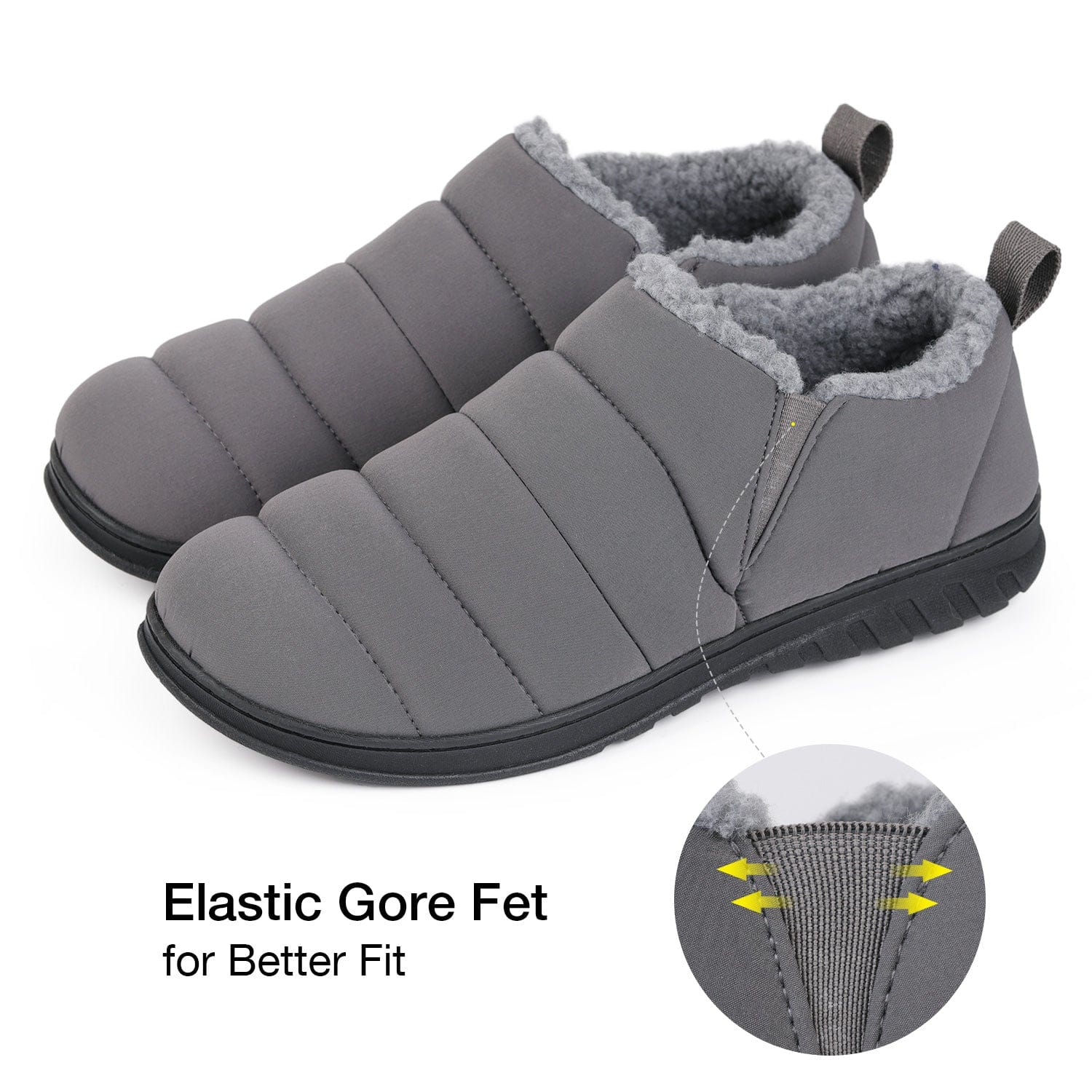 Men's Warm Quilted Memory Foam Ankle Mule Slippers