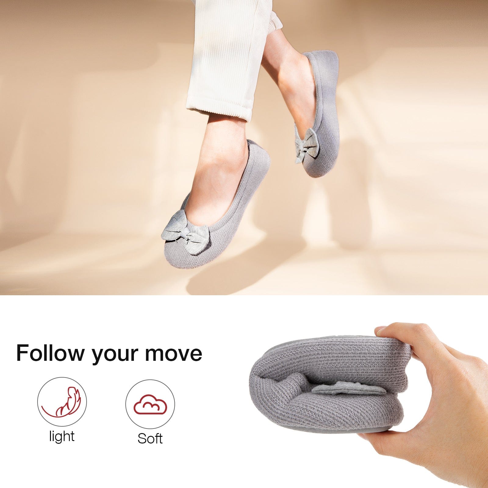 Women's Ballerina Slippers Lightweight Comfy Memory Foam House Shoes