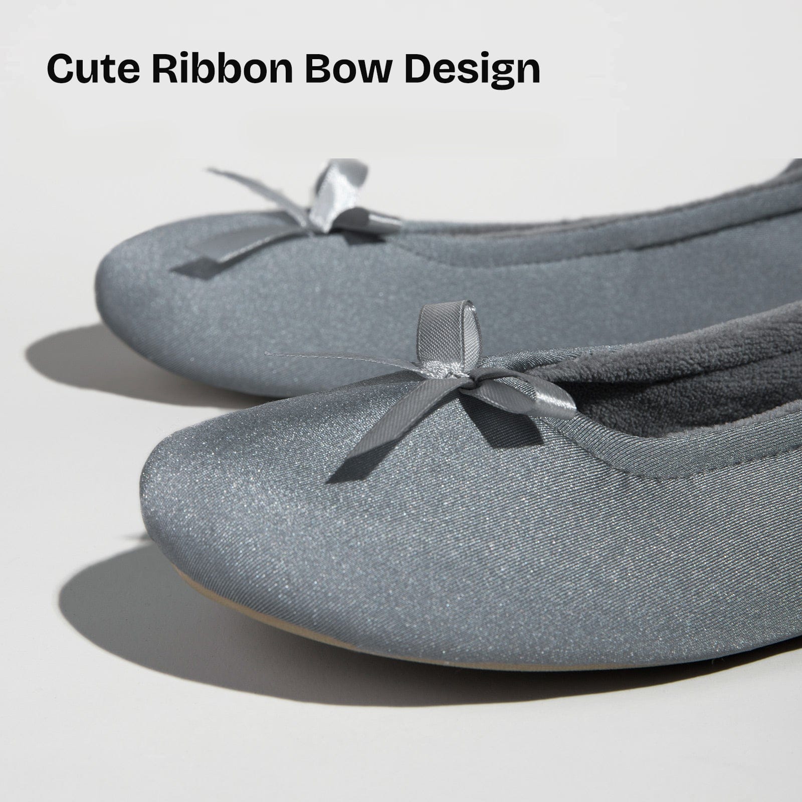 Women's Terry Cloth Satin Ballerina Slippers