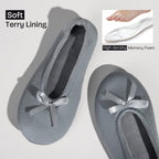 Women's Terry Cloth Satin Ballerina Slippers