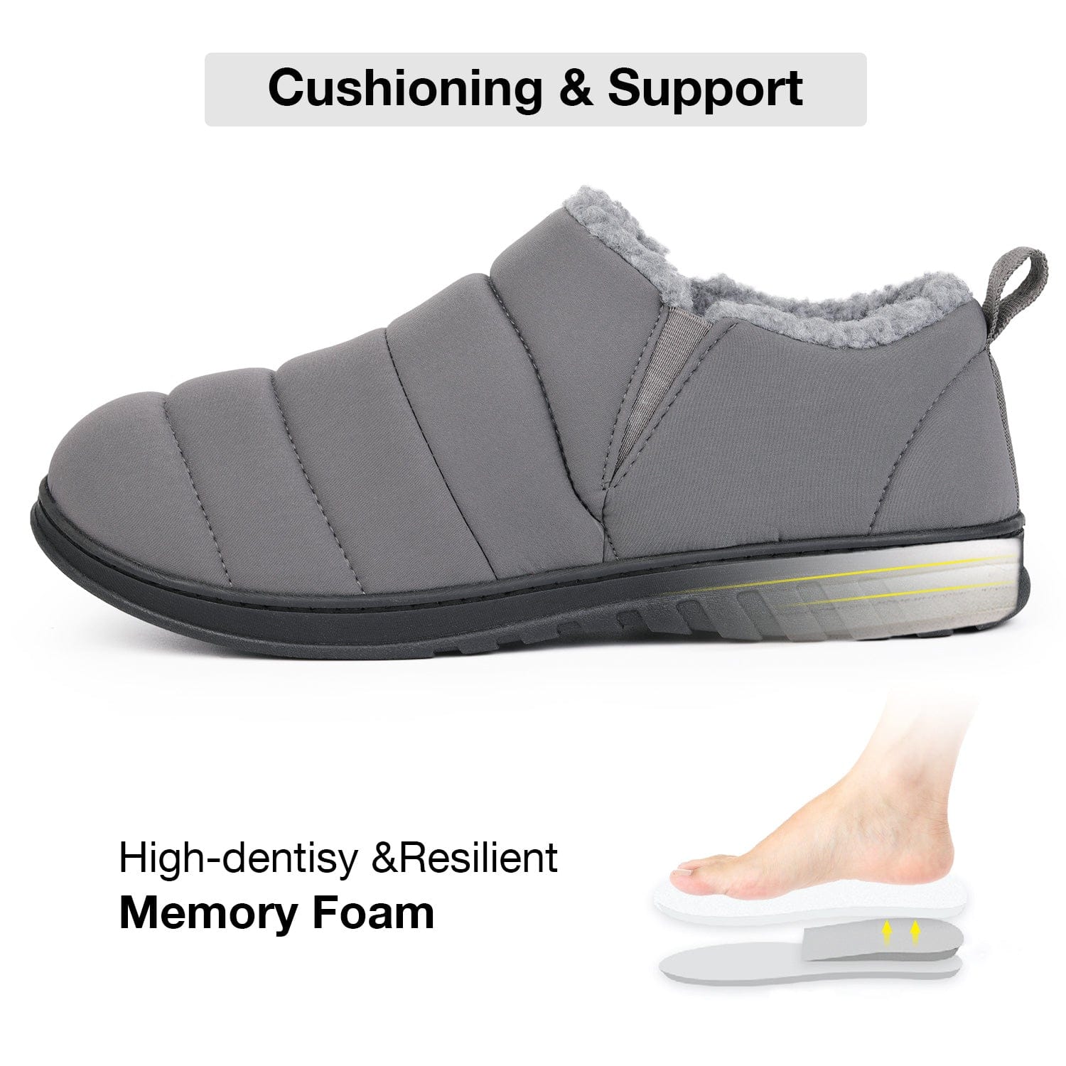 Men's Warm Quilted Memory Foam Ankle Mule Slippers