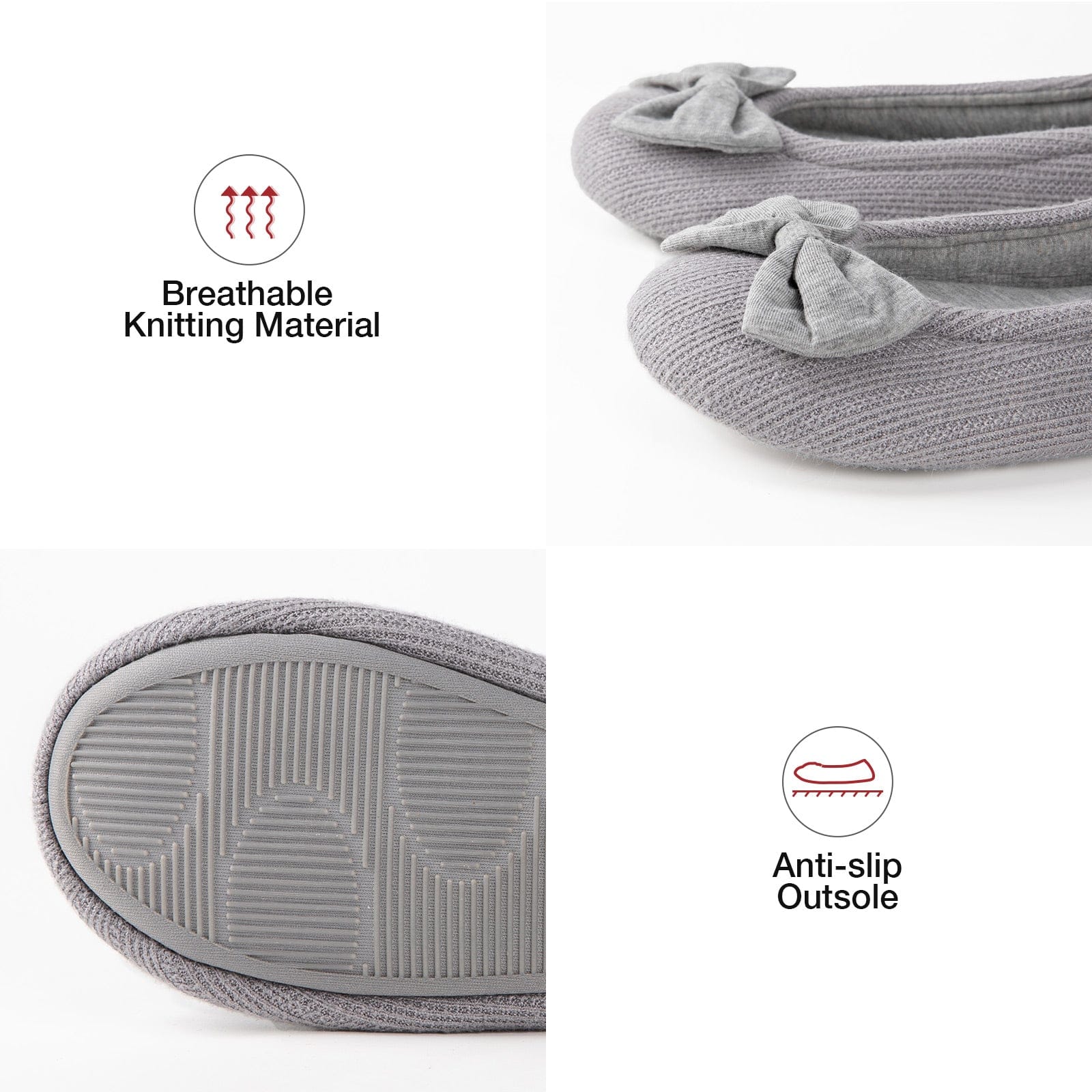 Women's Ballerina Slippers Lightweight Comfy Memory Foam House Shoes