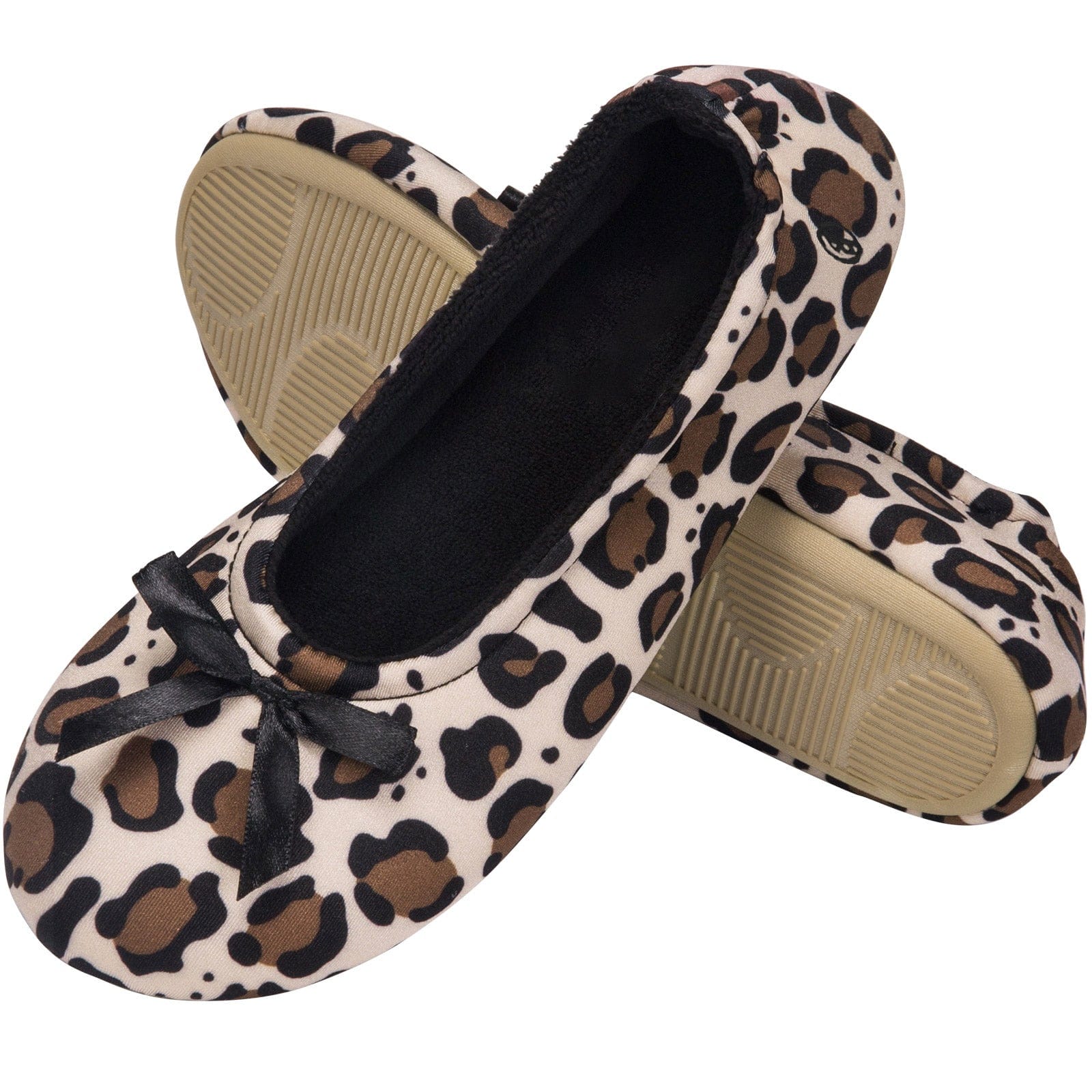 Women's Terry Cloth Satin Ballerina Slippers