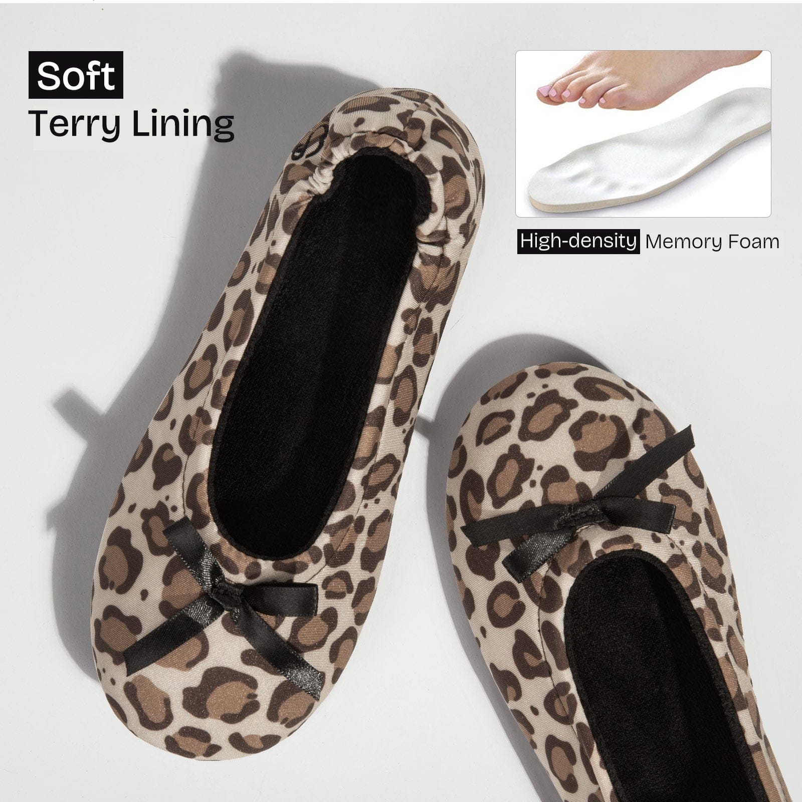 Women's Terry Cloth Satin Ballerina Slippers