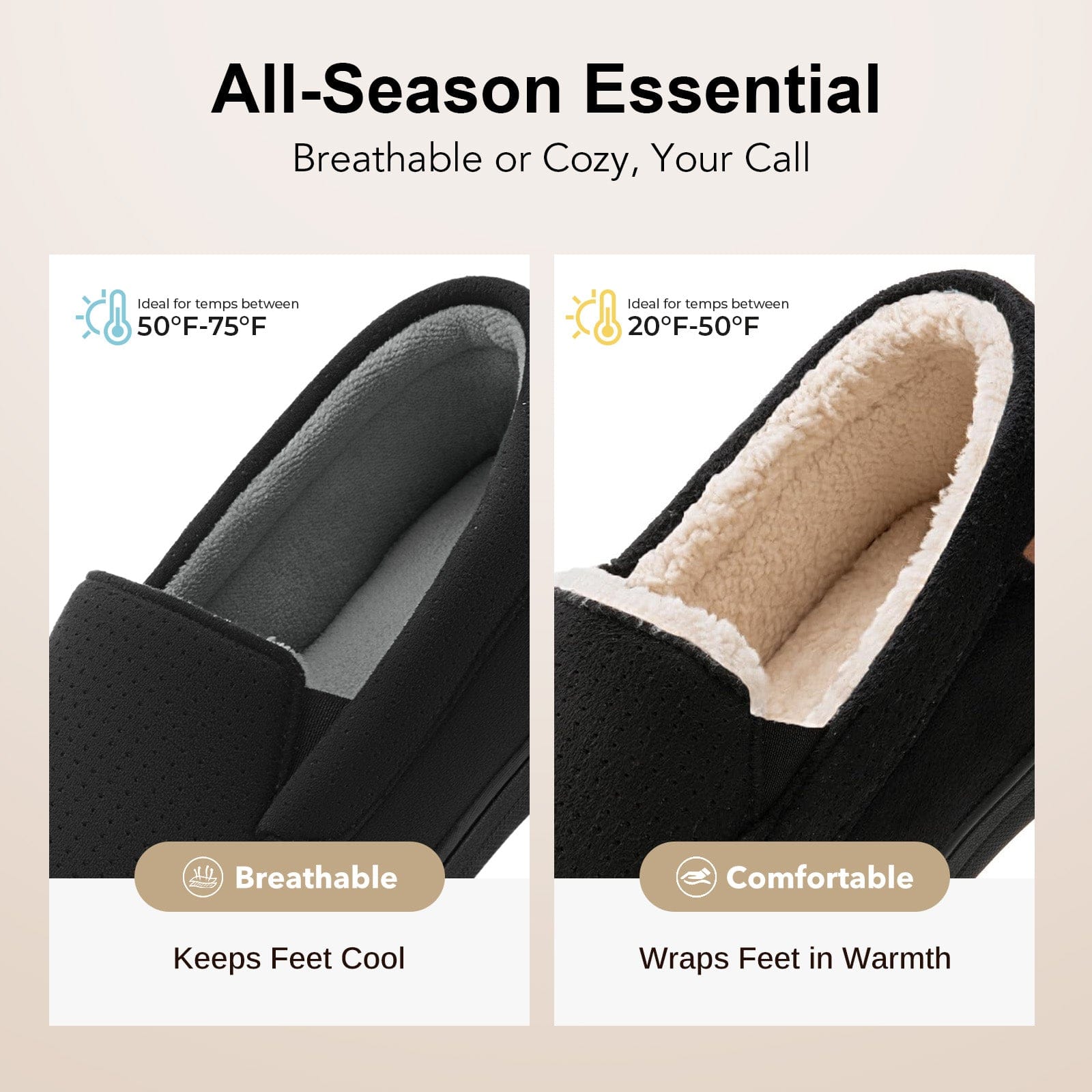 Men's Comfy Suede Memory Foam Moccasin Slippers Warm Sherpa Lining House Shoes