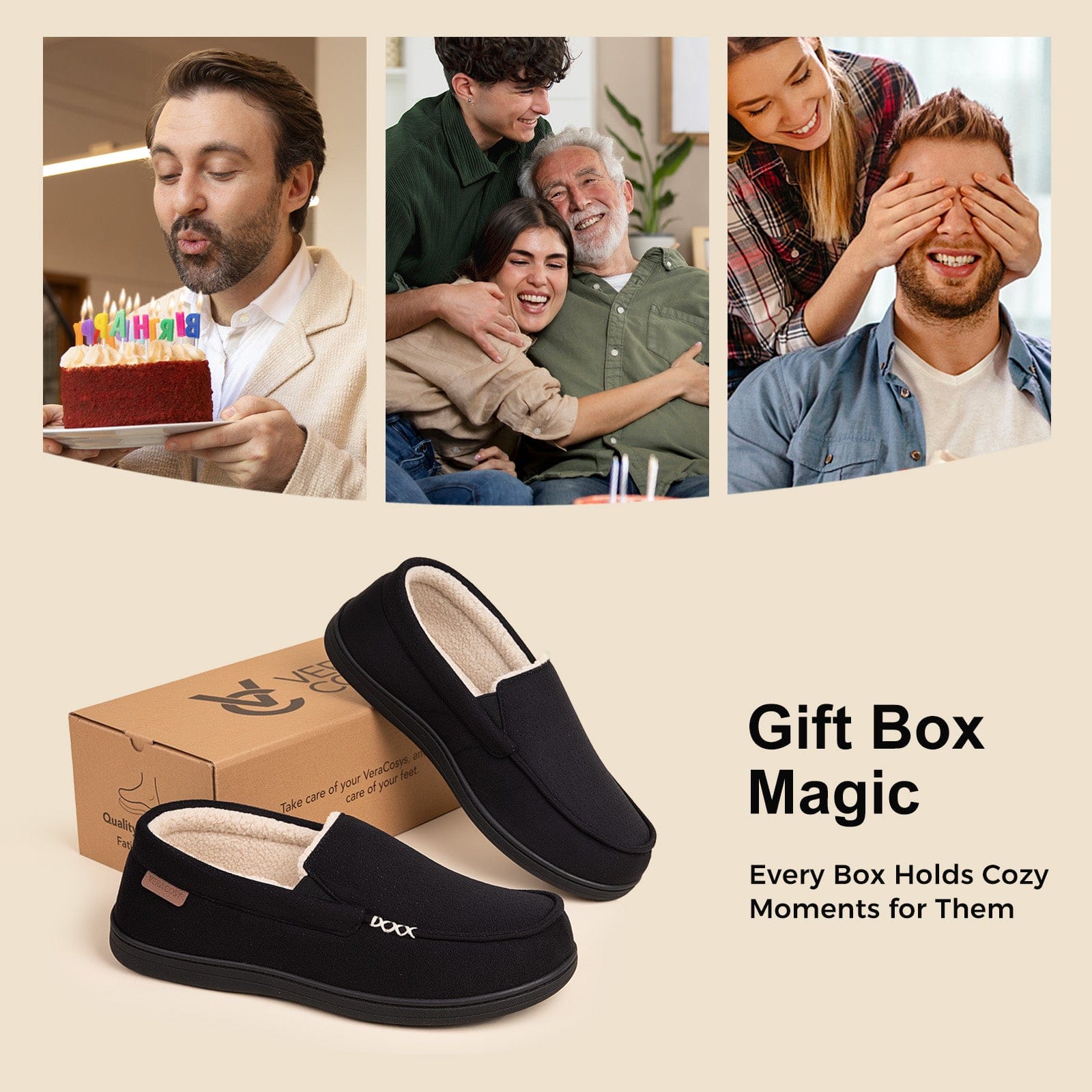 Men's Comfy Suede Memory Foam Moccasin Slippers Warm Sherpa Lining House Shoes