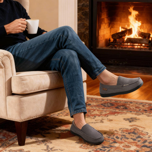 Men's Comfy Suede Memory Foam Moccasin Slippers