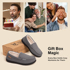 Men's Comfy Suede Memory Foam Moccasin Slippers Warm Sherpa Lining House Shoes