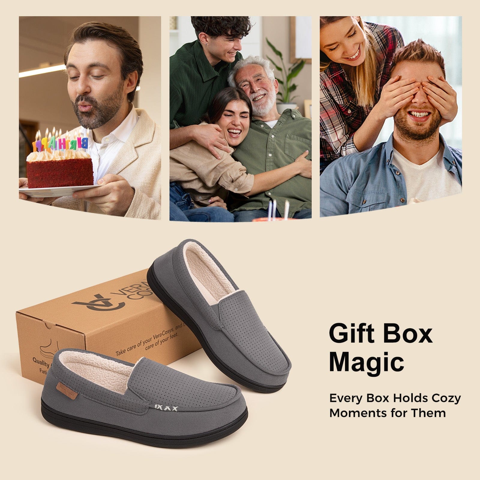 Men's Comfy Suede Memory Foam Moccasin Slippers Warm Sherpa Lining House Shoes