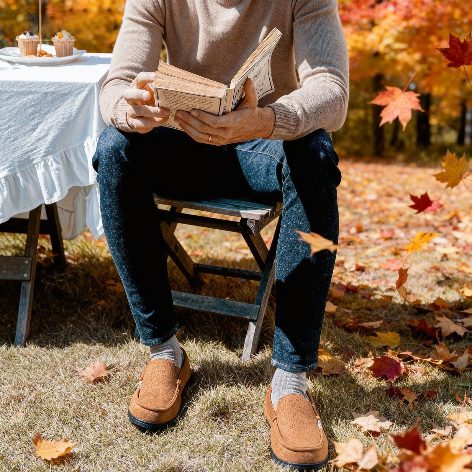 Men's Comfy Suede Memory Foam Moccasin Slippers Warm Sherpa Lining House Shoes