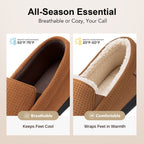 Men's Comfy Suede Memory Foam Moccasin Slippers Warm Sherpa Lining House Shoes