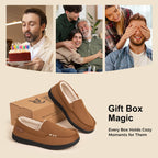 Men's Comfy Suede Memory Foam Moccasin Slippers Warm Sherpa Lining House Shoes