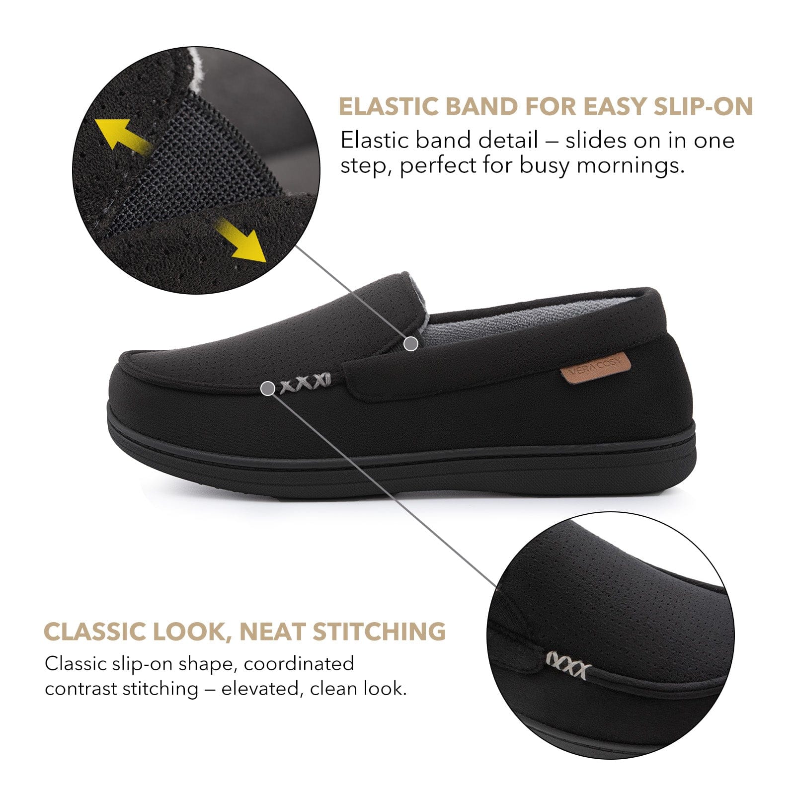 Men's Comfy Suede Memory Foam Moccasin Slippers Warm Sherpa Lining House Shoes