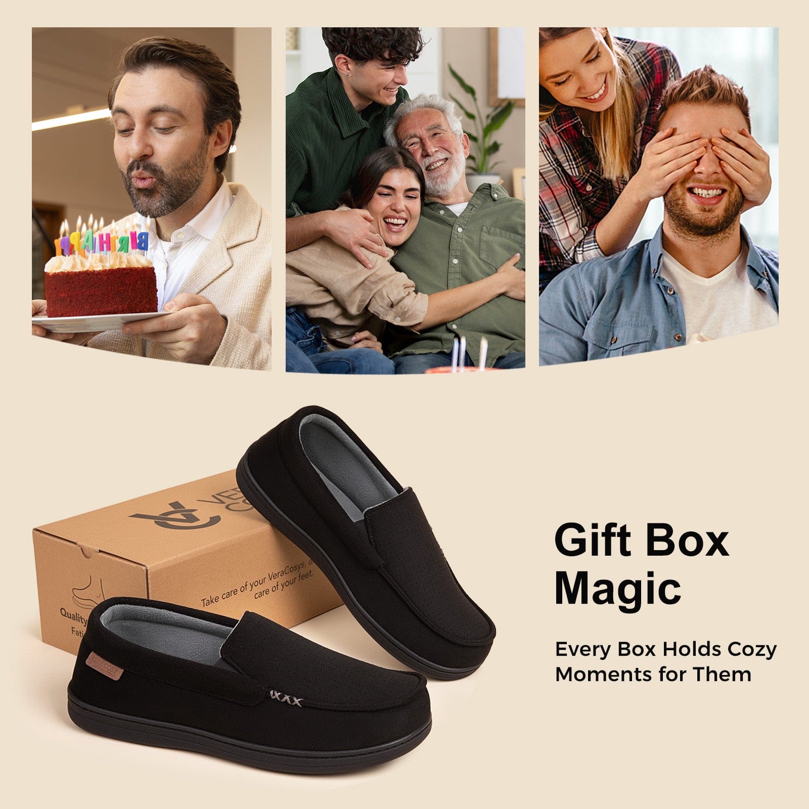 Men's Comfy Suede Memory Foam Moccasin Slippers Warm Sherpa Lining House Shoes