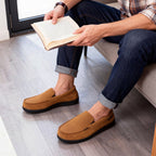 Men's Comfy Suede Memory Foam Moccasin Slippers Warm Sherpa Lining House Shoes