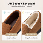 Men's Comfy Suede Memory Foam Moccasin Slippers Warm Sherpa Lining House Shoes