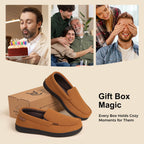 Men's Comfy Suede Memory Foam Moccasin Slippers Warm Sherpa Lining House Shoes