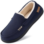 Men's Comfy Suede Memory Foam Moccasin Slippers Warm Sherpa Lining House Shoes