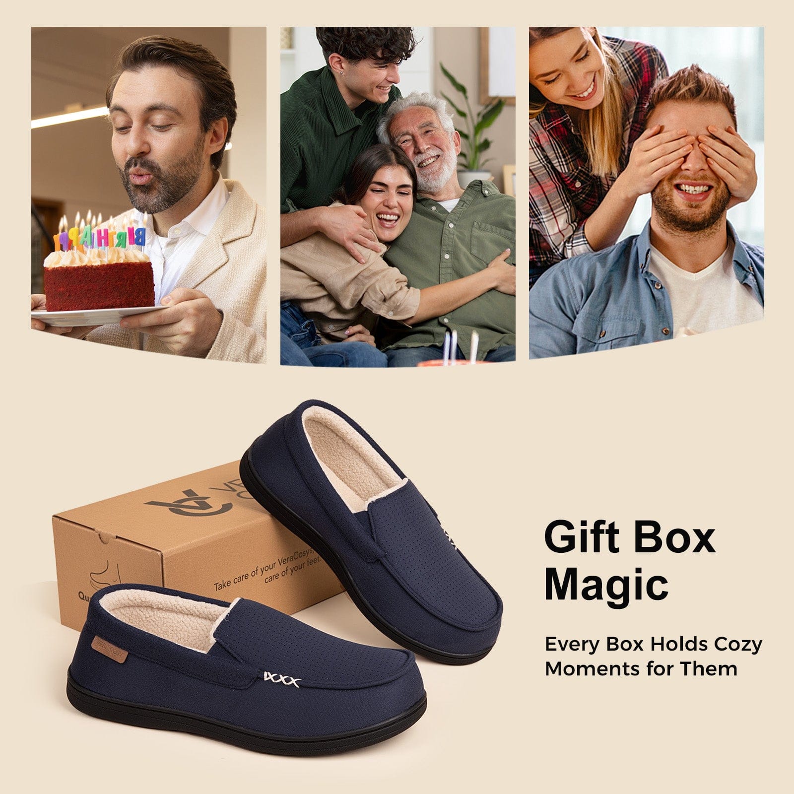 Men's Comfy Suede Memory Foam Moccasin Slippers Warm Sherpa Lining House Shoes