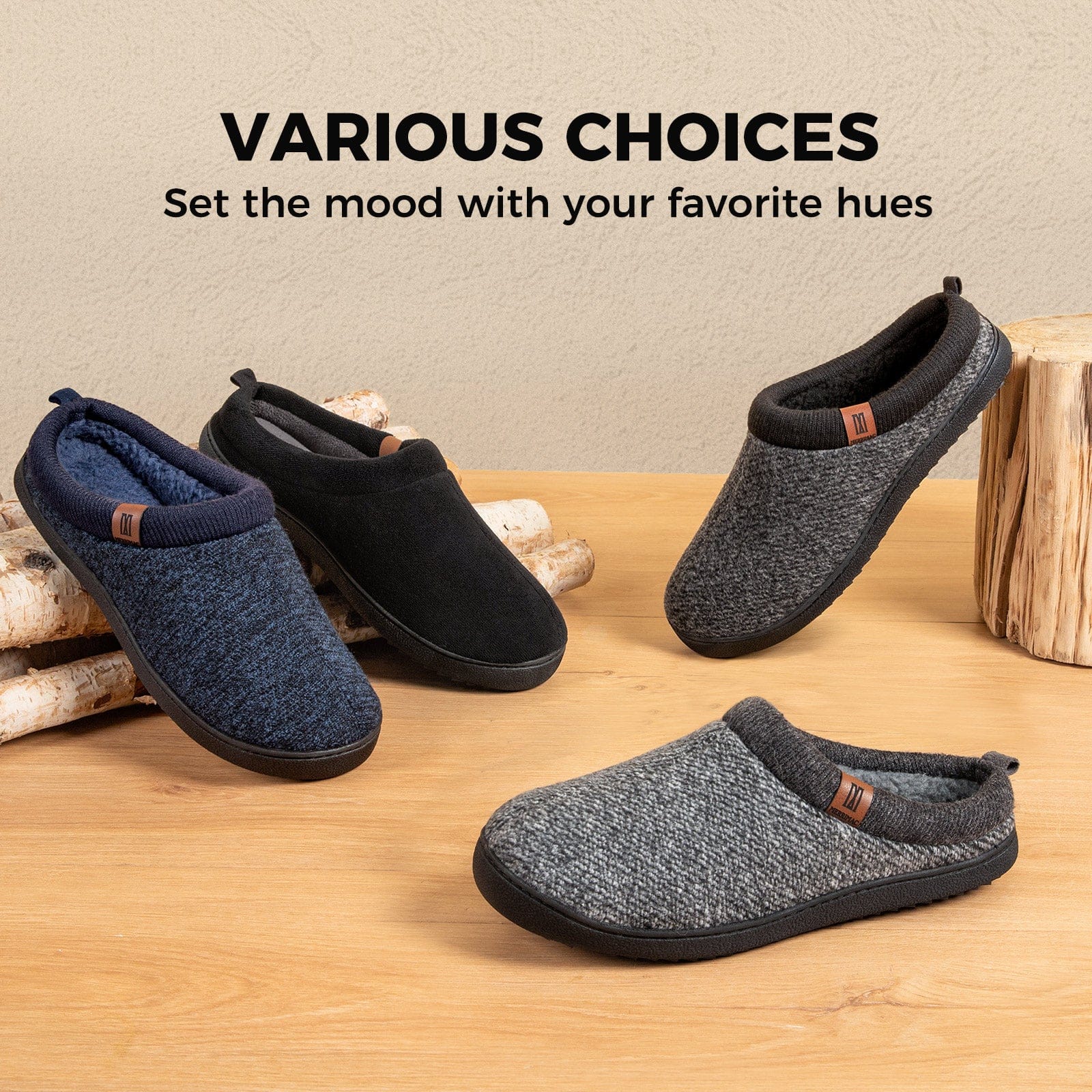 Men's Slip-on Slippers Comfy Memory Foam Non-slip Indoor House Shoes