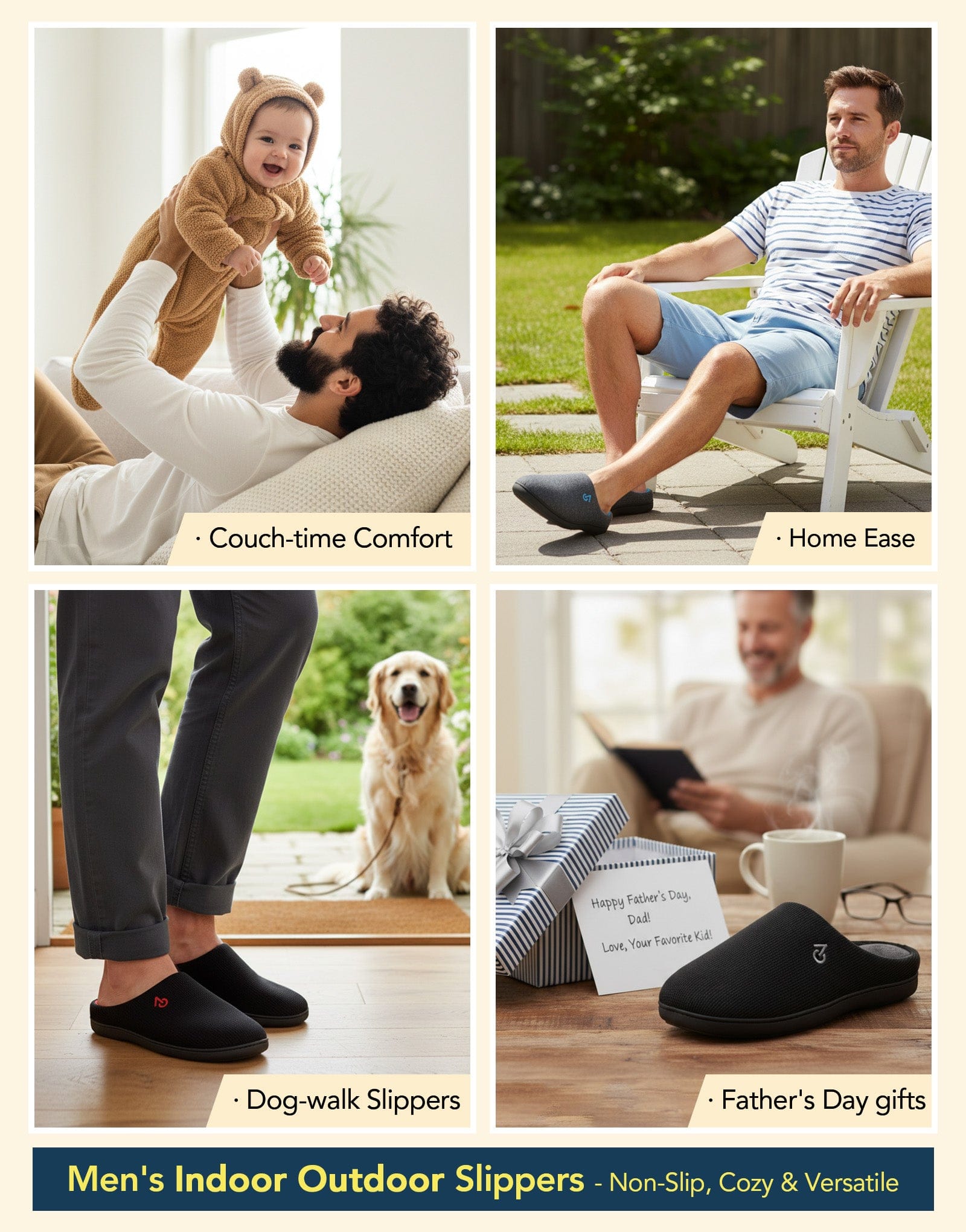 Men's Two-Tone Memory Foam Slippers