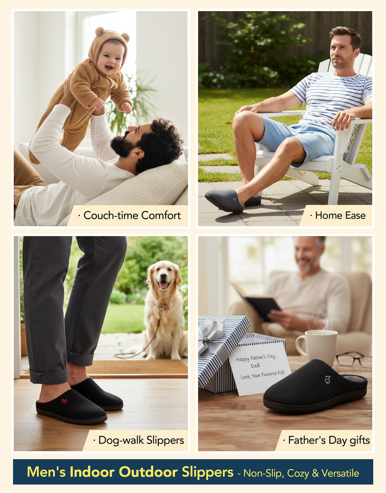 Men's Two-Tone Memory Foam Slippers