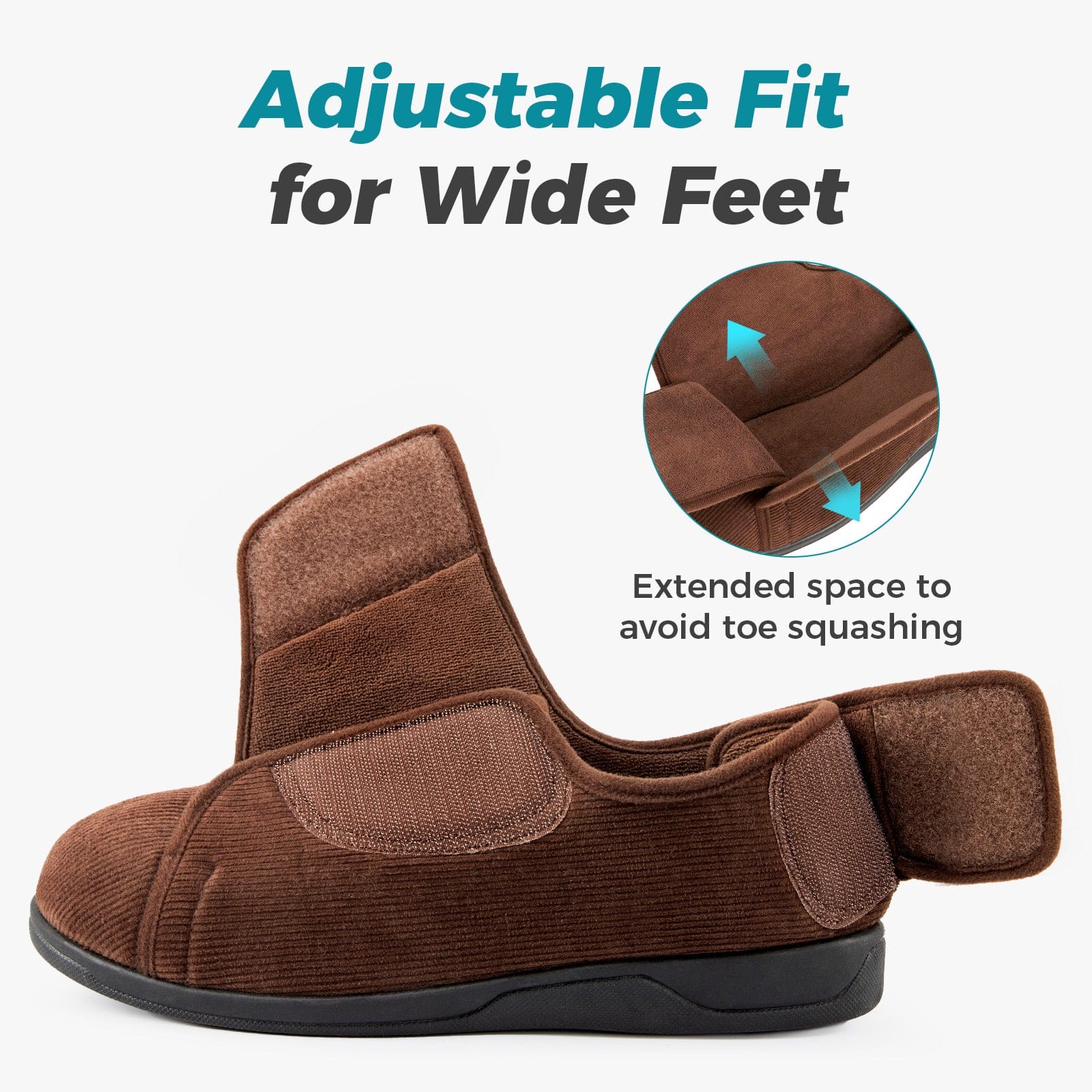 Men's Adjustable Memory Foam Extra Wide Shoes for Diabetic Edema Swollen Feet