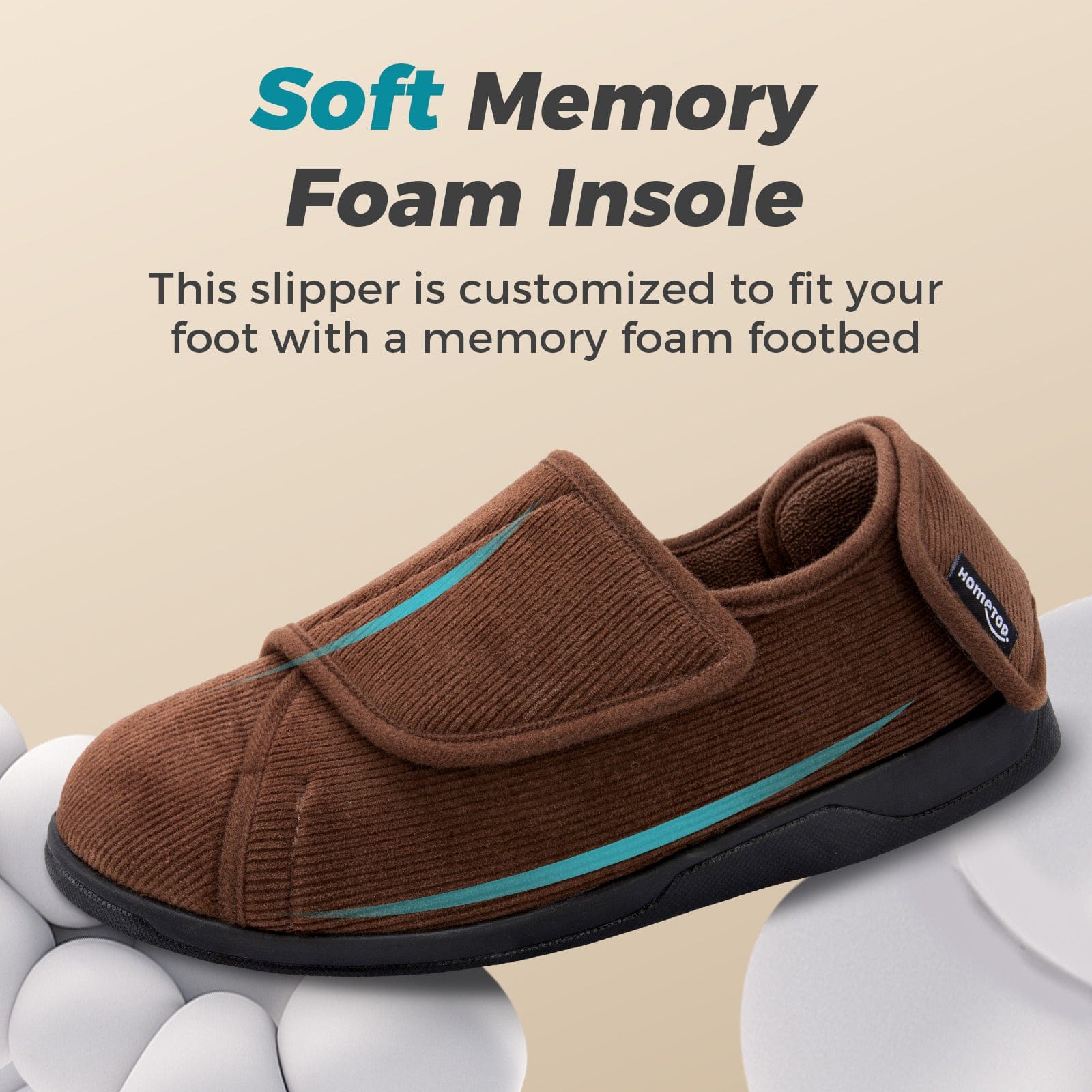 Men's Adjustable Memory Foam Extra Wide Shoes for Diabetic Edema Swollen Feet