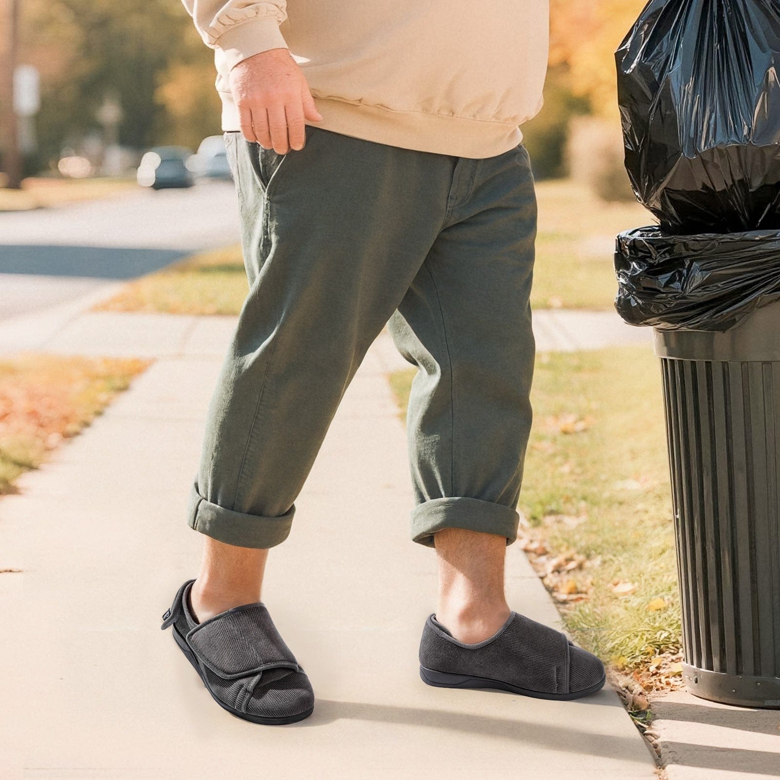 Men's Adjustable Memory Foam Extra Wide Shoes for Diabetic Edema Swollen Feet