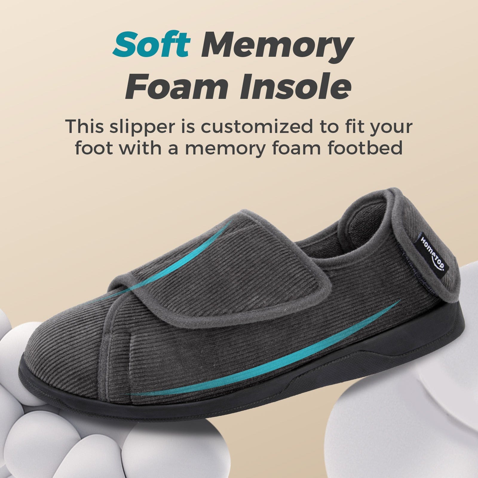 Men's Adjustable Memory Foam Extra Wide Shoes for Diabetic Edema Swollen Feet