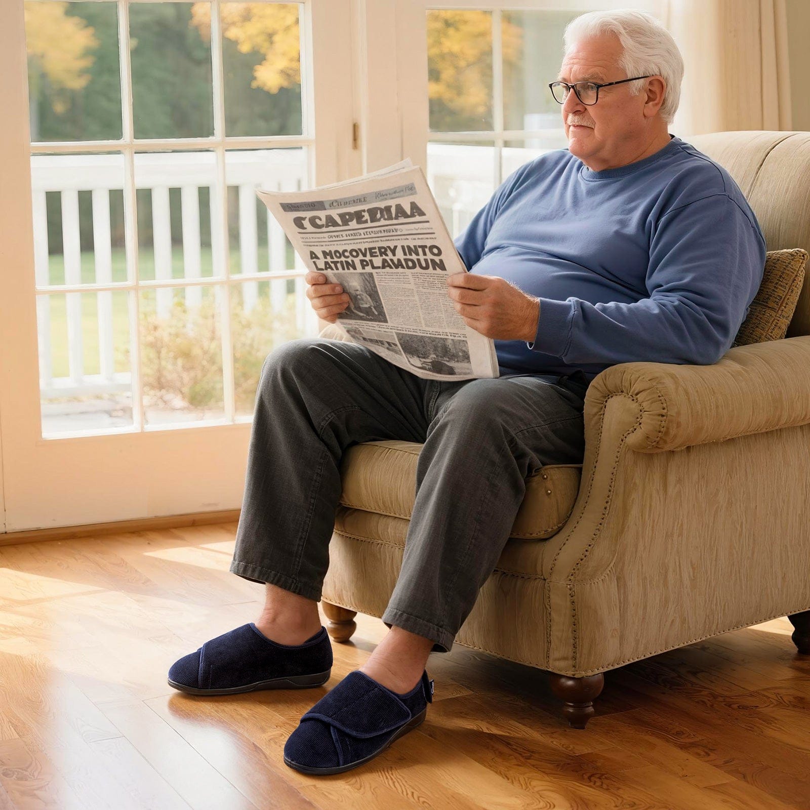 Men's Adjustable Memory Foam Extra Wide Shoes for Diabetic Edema Swollen Feet