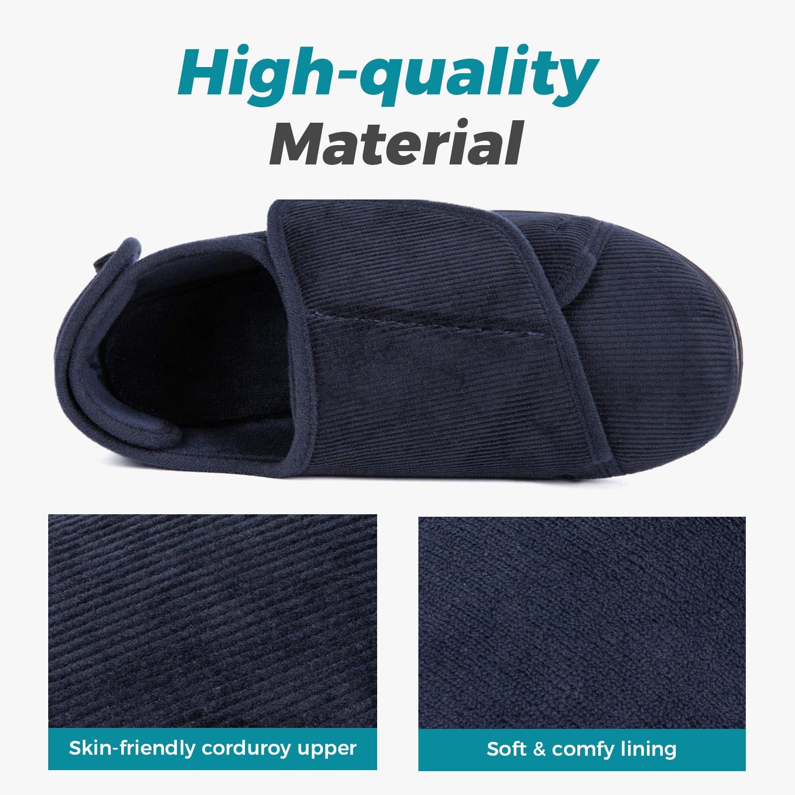 Men's Adjustable Memory Foam Extra Wide Shoes for Diabetic Edema Swollen Feet