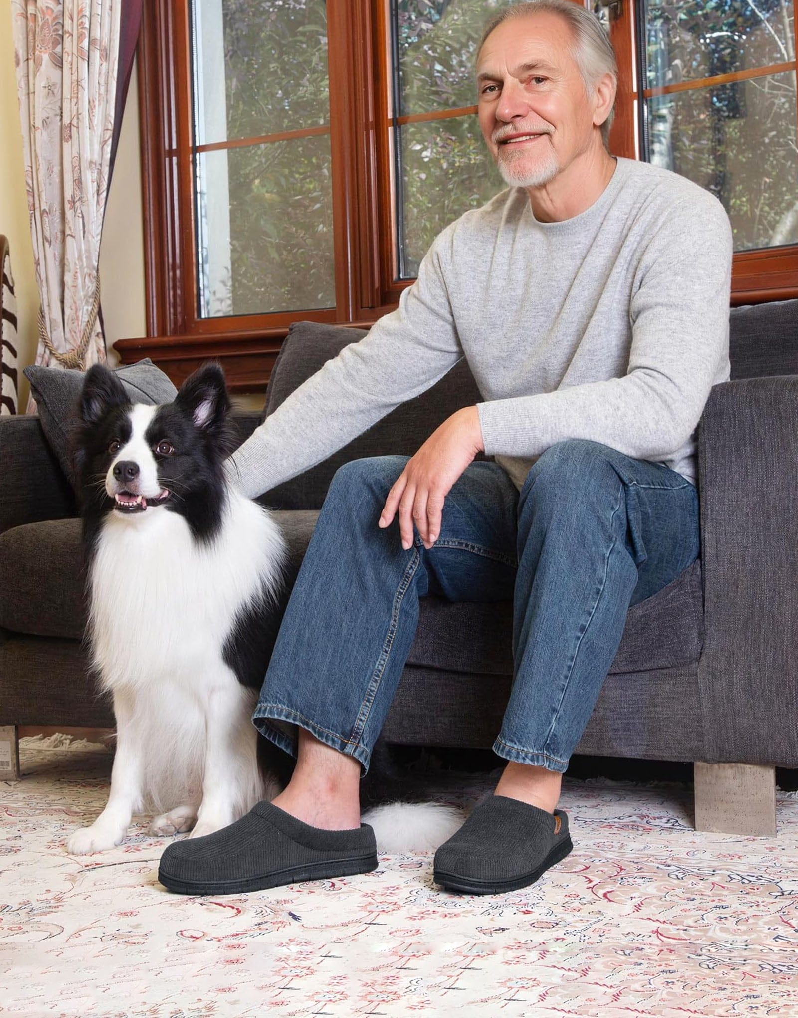 Men's Moccasin Slippers Comfy Soft Durable Slip-on Indoor Memory Foam House Shoes