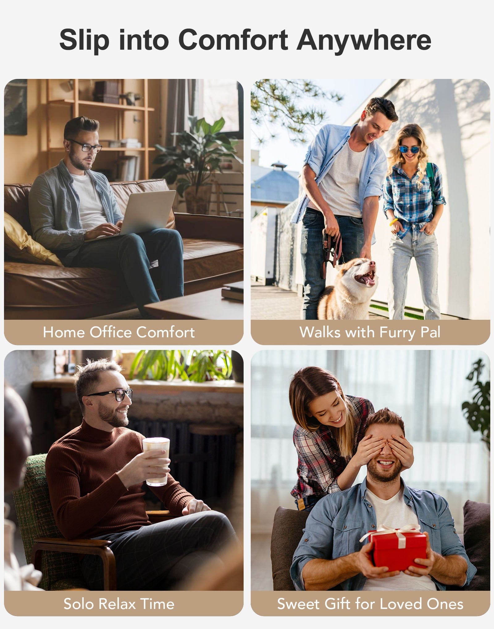 Men's Moccasin Slippers Comfy Soft Durable Slip-on Indoor Memory Foam House Shoes