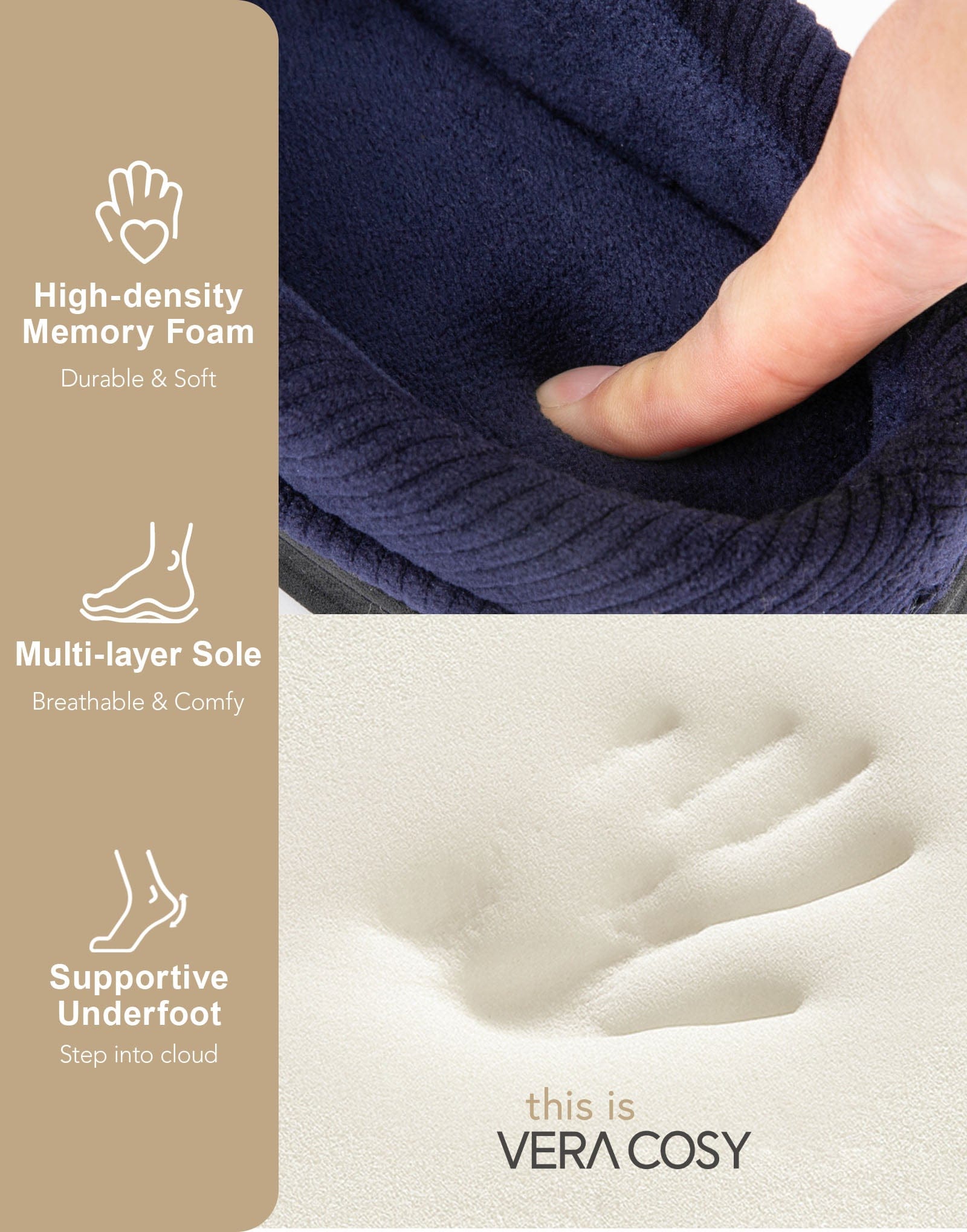 Men's Moccasin Slippers Comfy Soft Durable Slip-on Indoor Memory Foam House Shoes