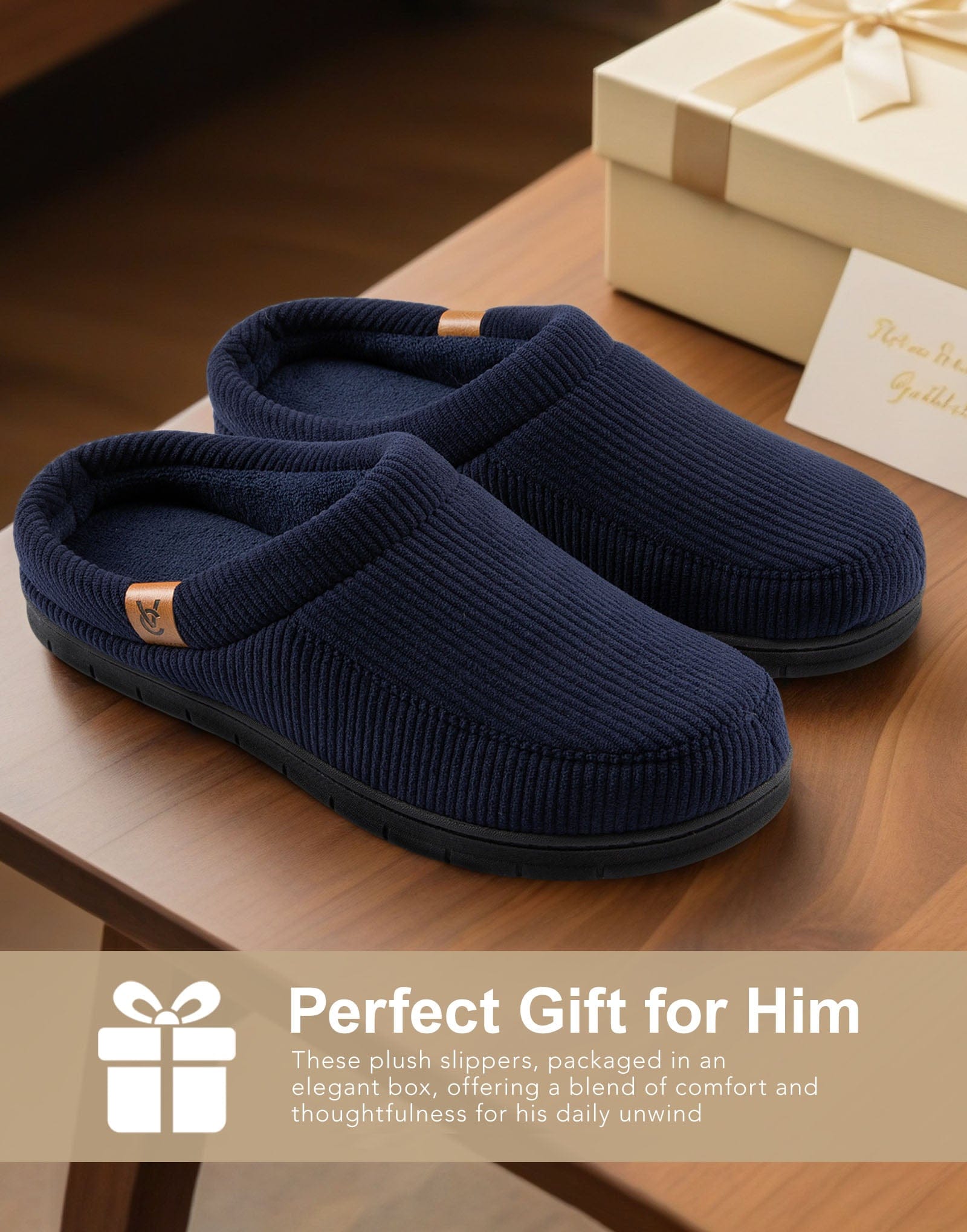 Men's Moccasin Slippers Comfy Soft Durable Slip-on Indoor Memory Foam House Shoes